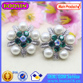 Factory Wholesale Round Disc Pearl Earring with Rhinestones #22296